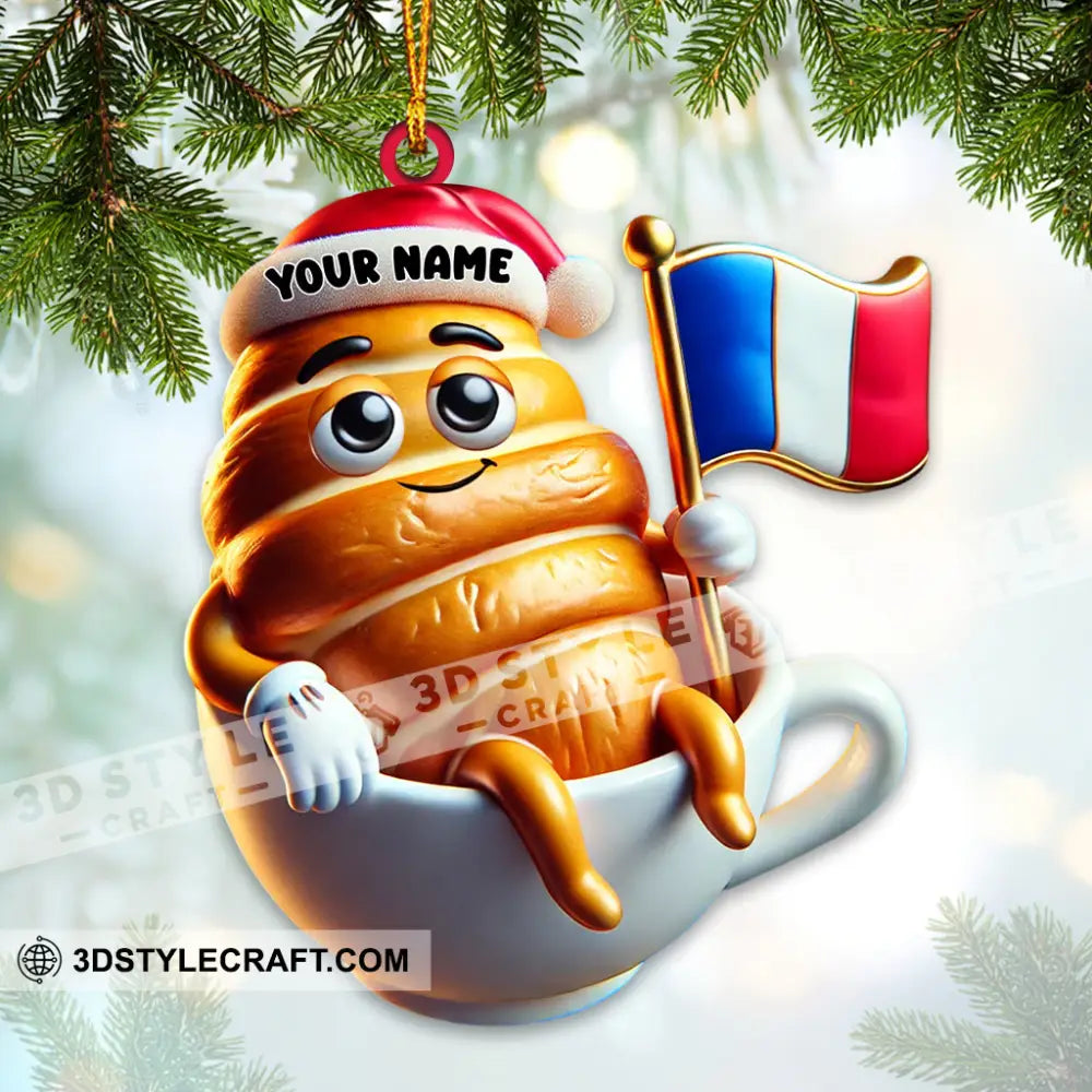 Croissant Christmas Ornament Personalized