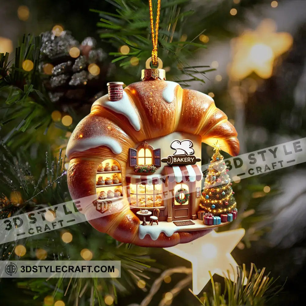 Croissant Shop Home Decor Christmas Ornament Personalized