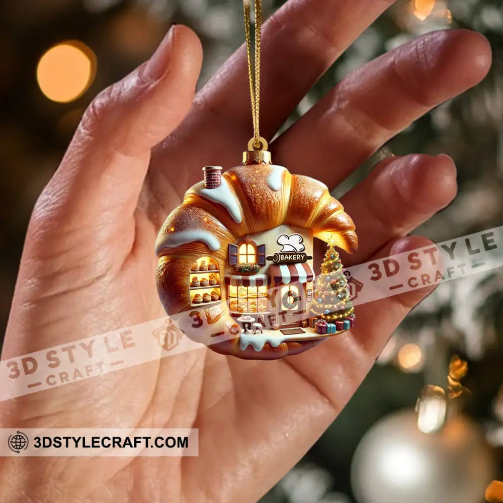 Croissant Shop Home Decor Christmas Ornament Personalized