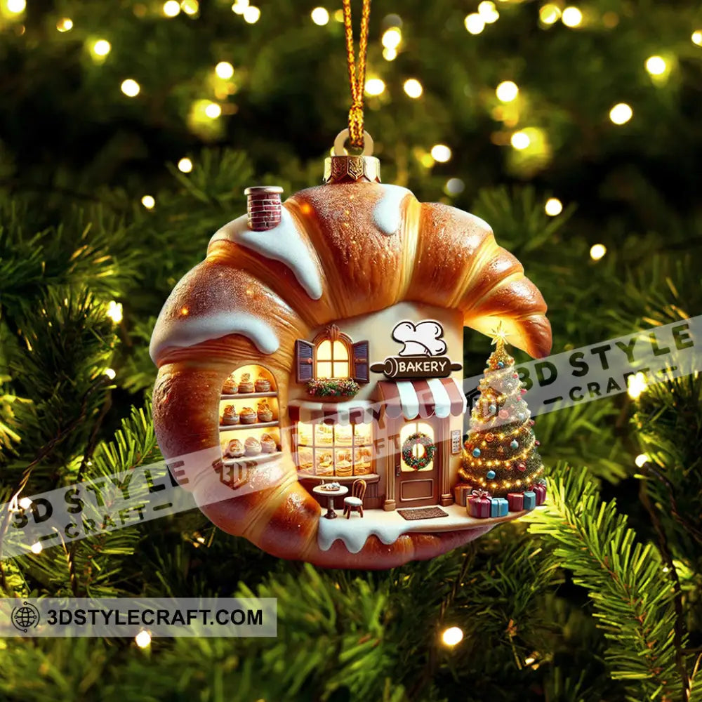 Croissant Shop Home Decor Christmas Ornament Personalized