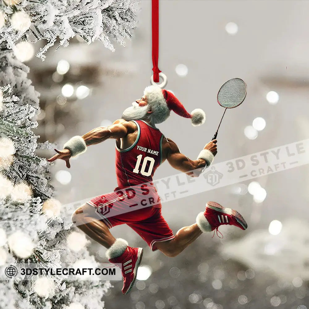 Custom Badminton Santa Ornament Personalized