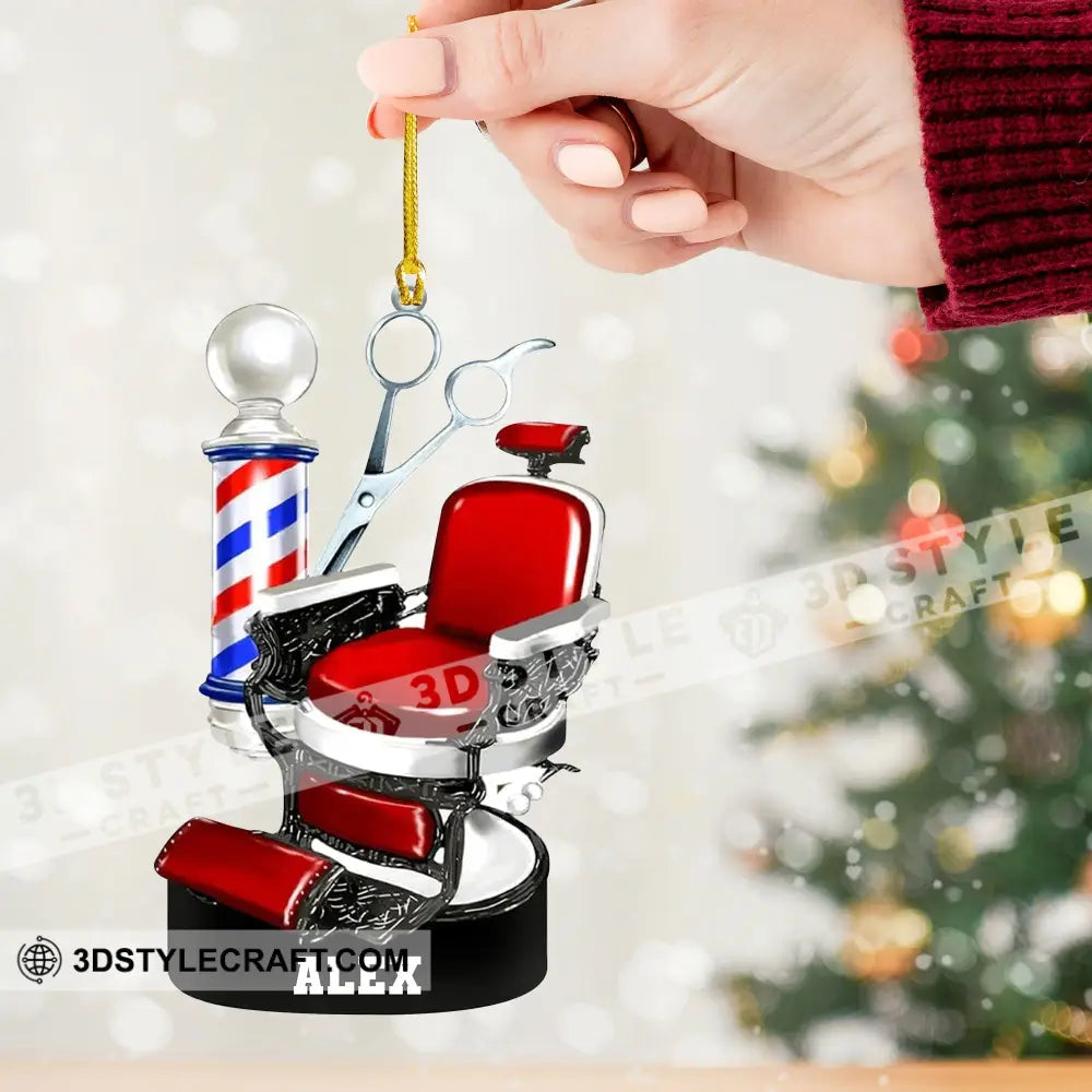 Custom Barber Chair Ornament Personalized