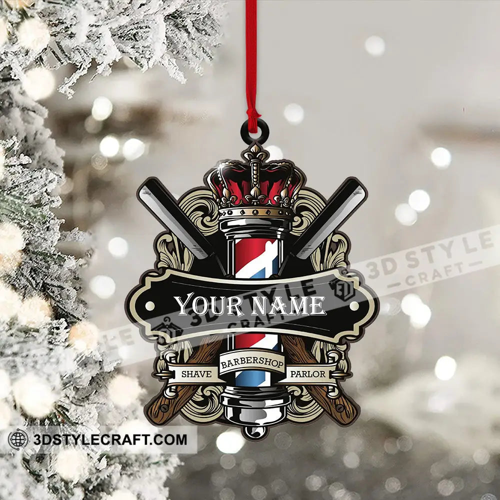 Custom Barber Shop Ornament Personalized