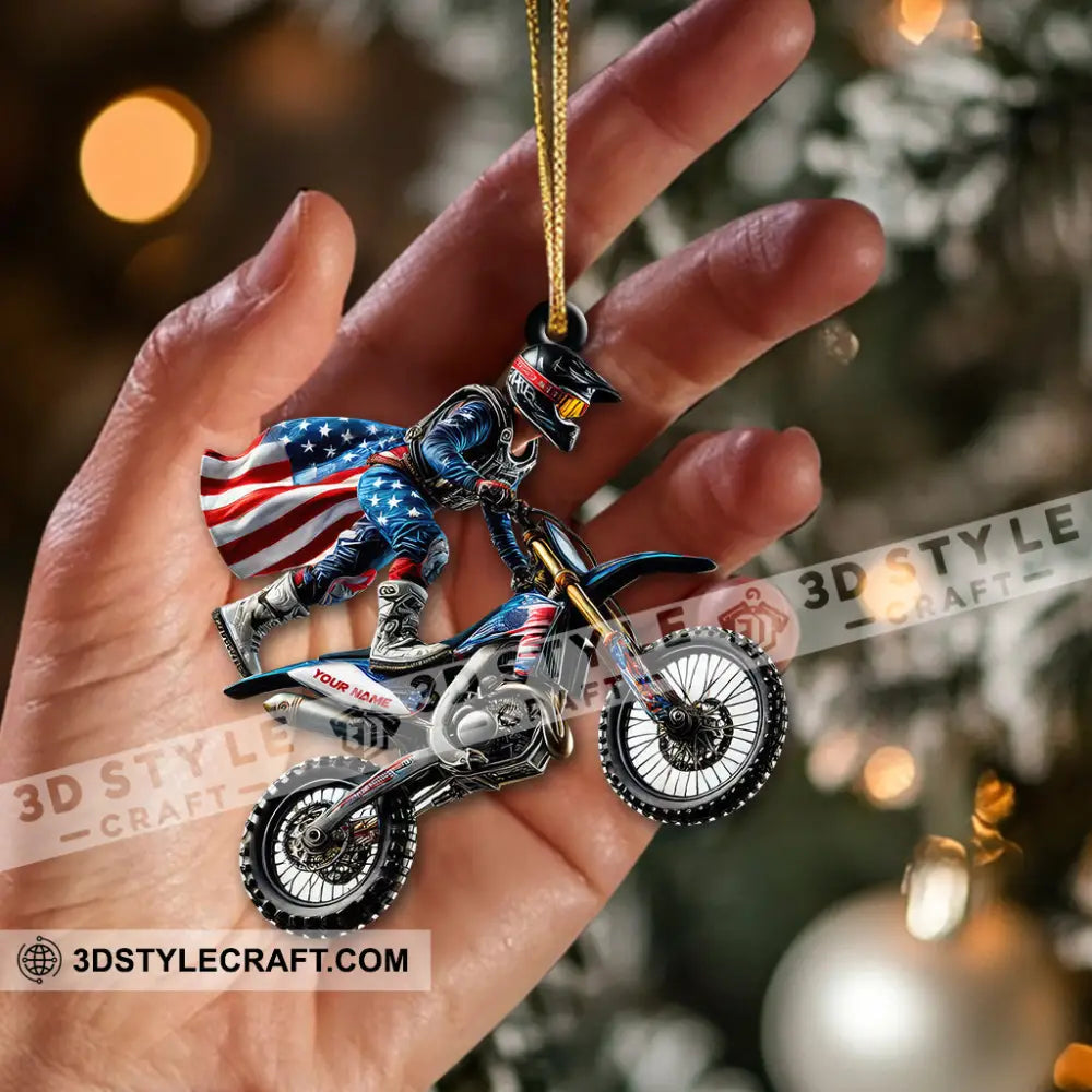 Custom Name American Motocross Ornament Christmas Gift