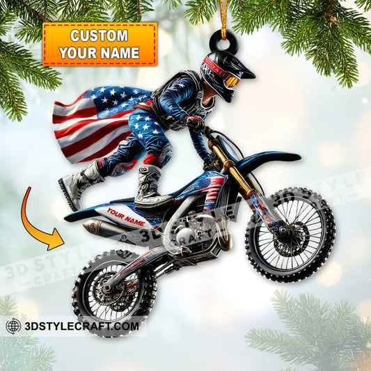 Custom Name American Motocross Ornament Christmas Gift