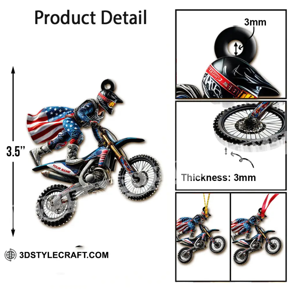 Custom Name American Motocross Ornament Christmas Gift