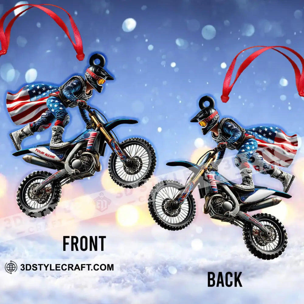 Custom Name American Motocross Ornament Christmas Gift