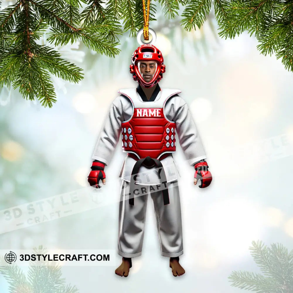 Custom Name And Face Taekwondo Ornament Christmas Gift 3.54’’ / 1