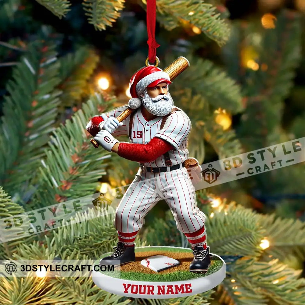 Custom Name And Number Baseball Ornament Christmas Gift