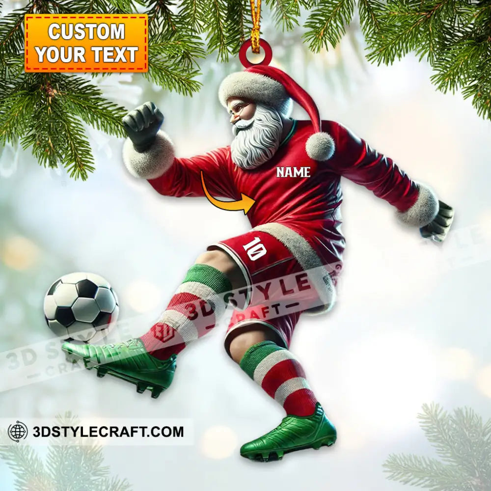 Custom Name And Number Santa Football Ornament Christmas Gift For Lover