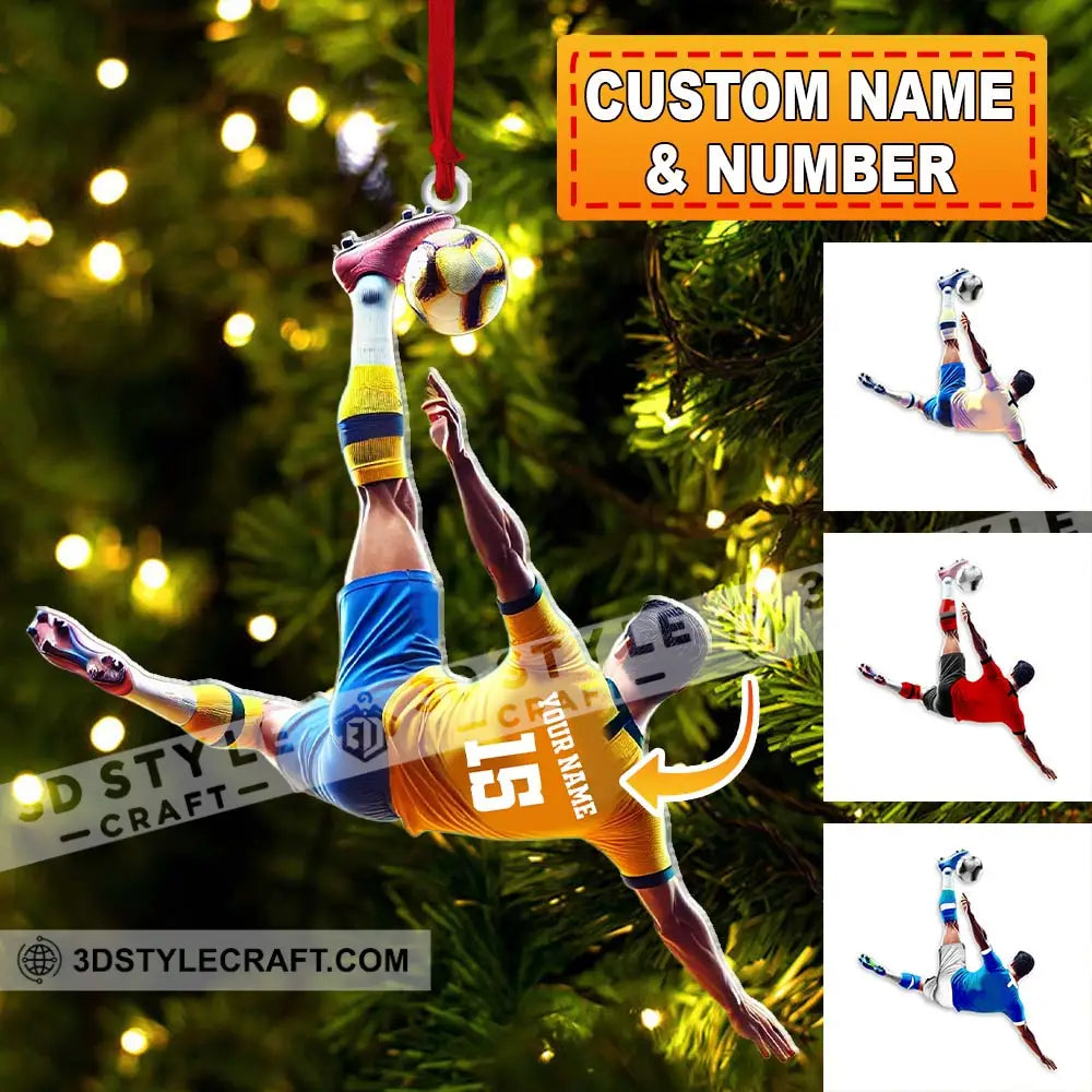 Custom Name And Number Soccer Ornament Christmas Gift