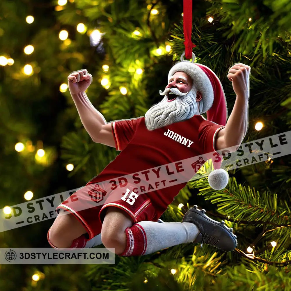 Custom Name And Number Soccer Santa Ornament Christmas Gift