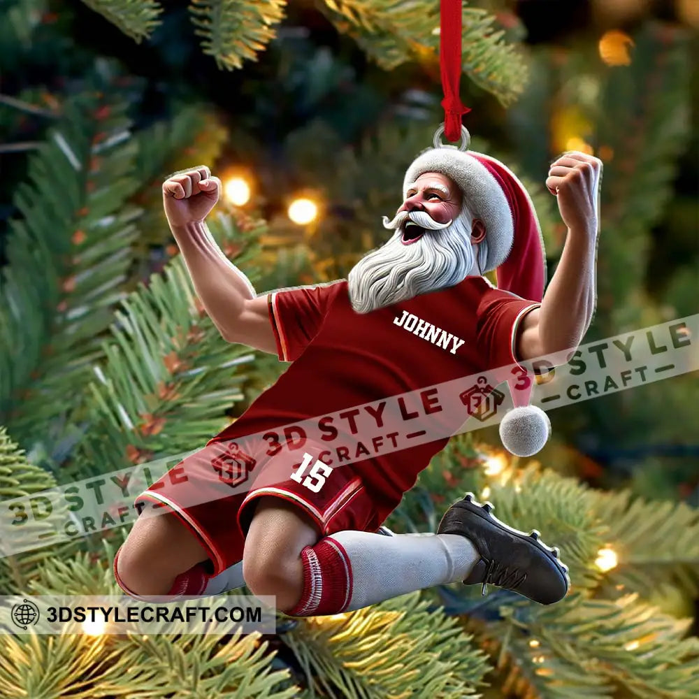 Custom Name And Number Soccer Santa Ornament Christmas Gift