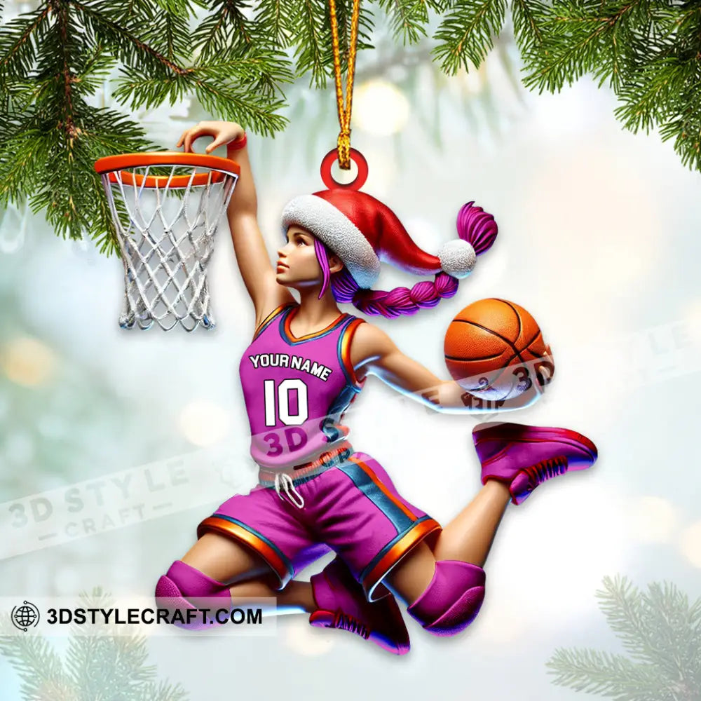 Custom Name And Number Woman Basketball Ornament Christmas Gift For Lover 3.54’’ / 1