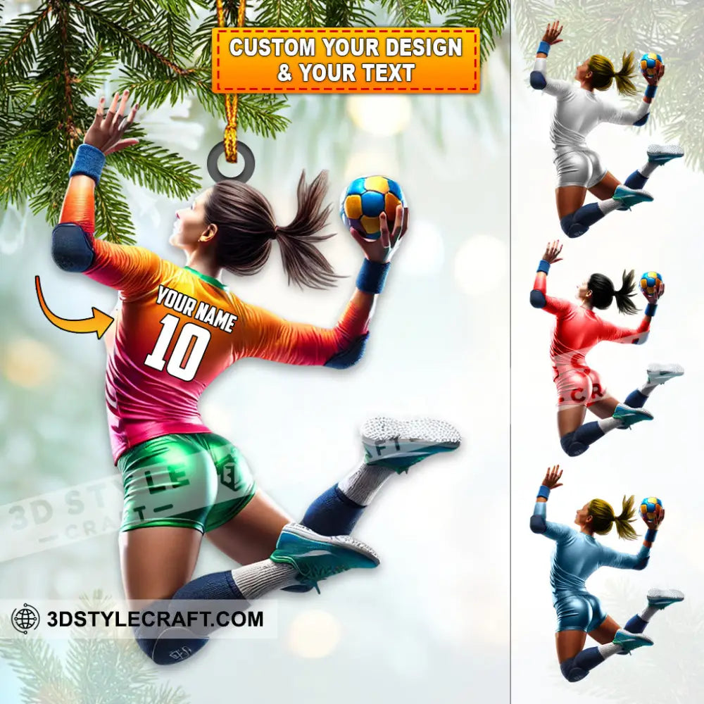 Custom Name And Number Woman Handball Ornament Christmas Gift Decoration