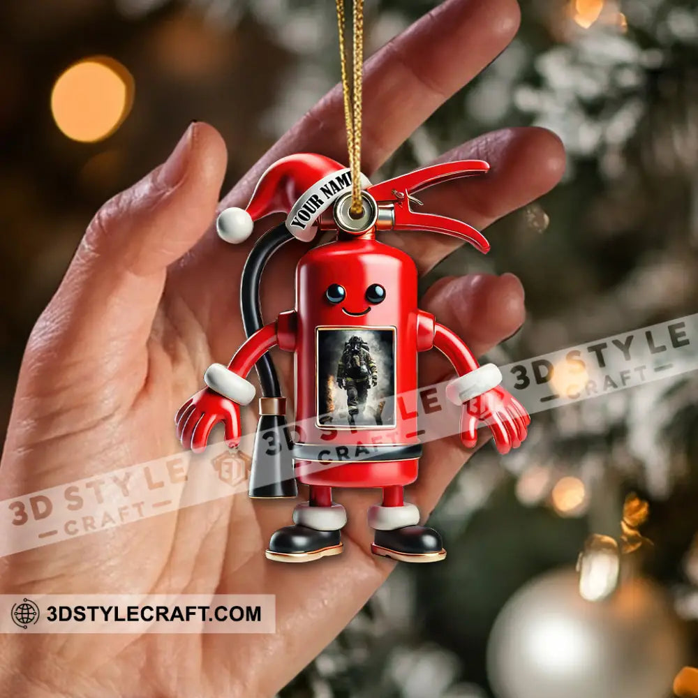 Custom Name And Photo Fire Fighter Ornament Christmas Gift