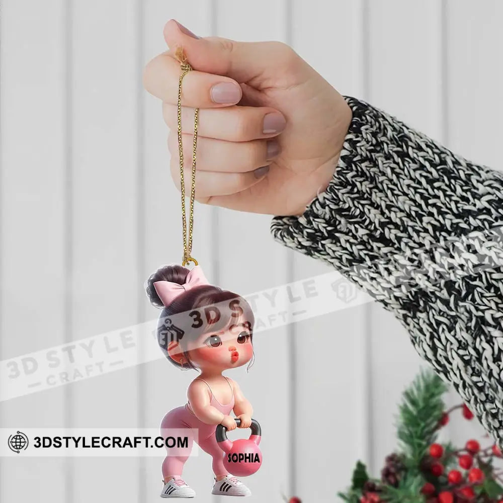 Custom Name Baby Girl Work Out Ornament Christmas Gift