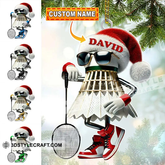 Custom Name Badminton Ornament Christmas Gift Decoration