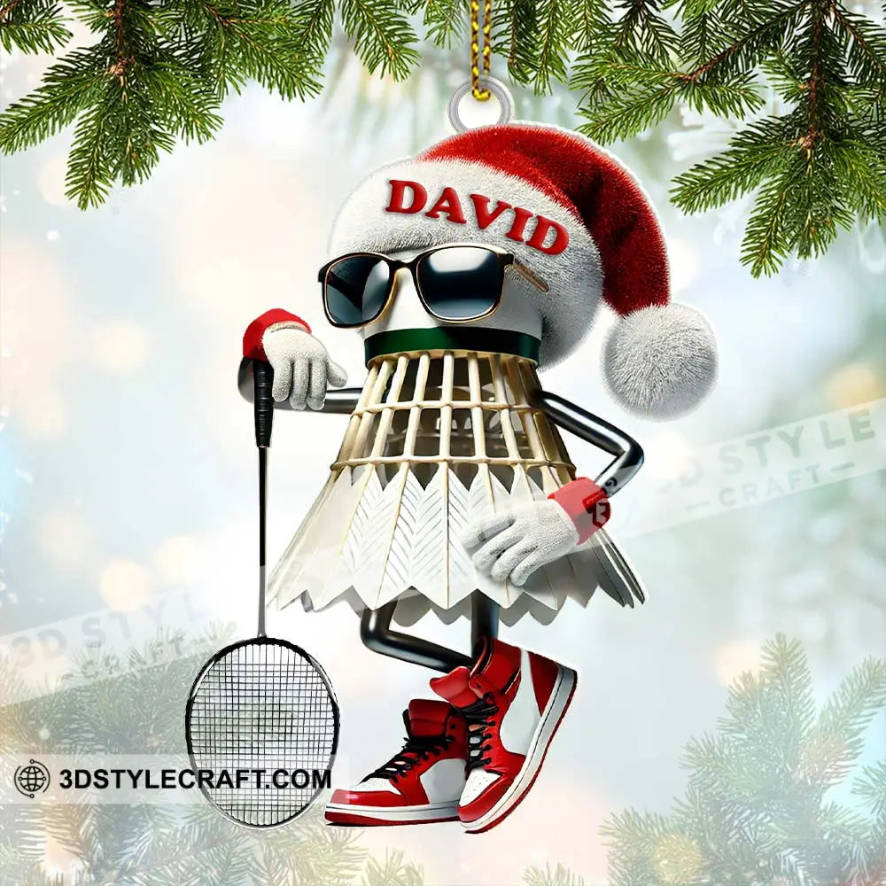 Custom Name Badminton Ornament Christmas Gift Decoration 3.54’’ / 1