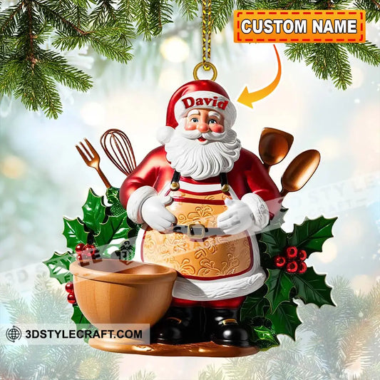 Custom Name Baker Santa Ornament Christmas Gift For Baking Lover