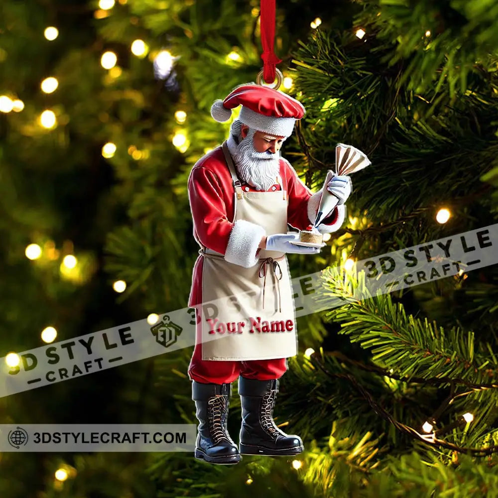 Custom Name Bakery Santa Ornament Christmas Gift