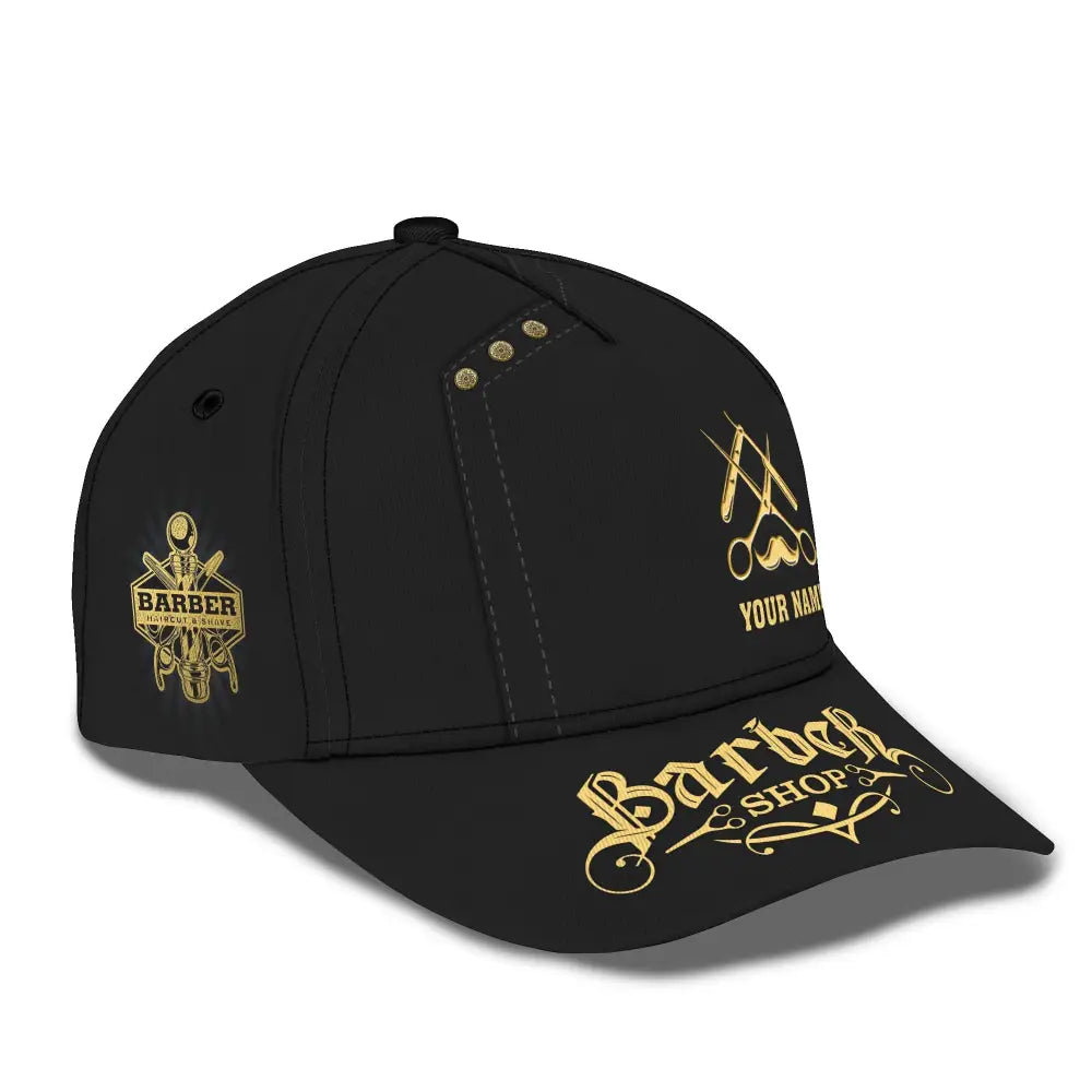 Custom Name Barber Classic Cap Personalized Hairstylist Hat Unisex T-Shirt