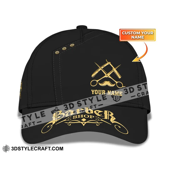 Custom Name Barber Classic Cap, Personalized Name Hairstylist Hat, Unisex Barber Hat style option 1