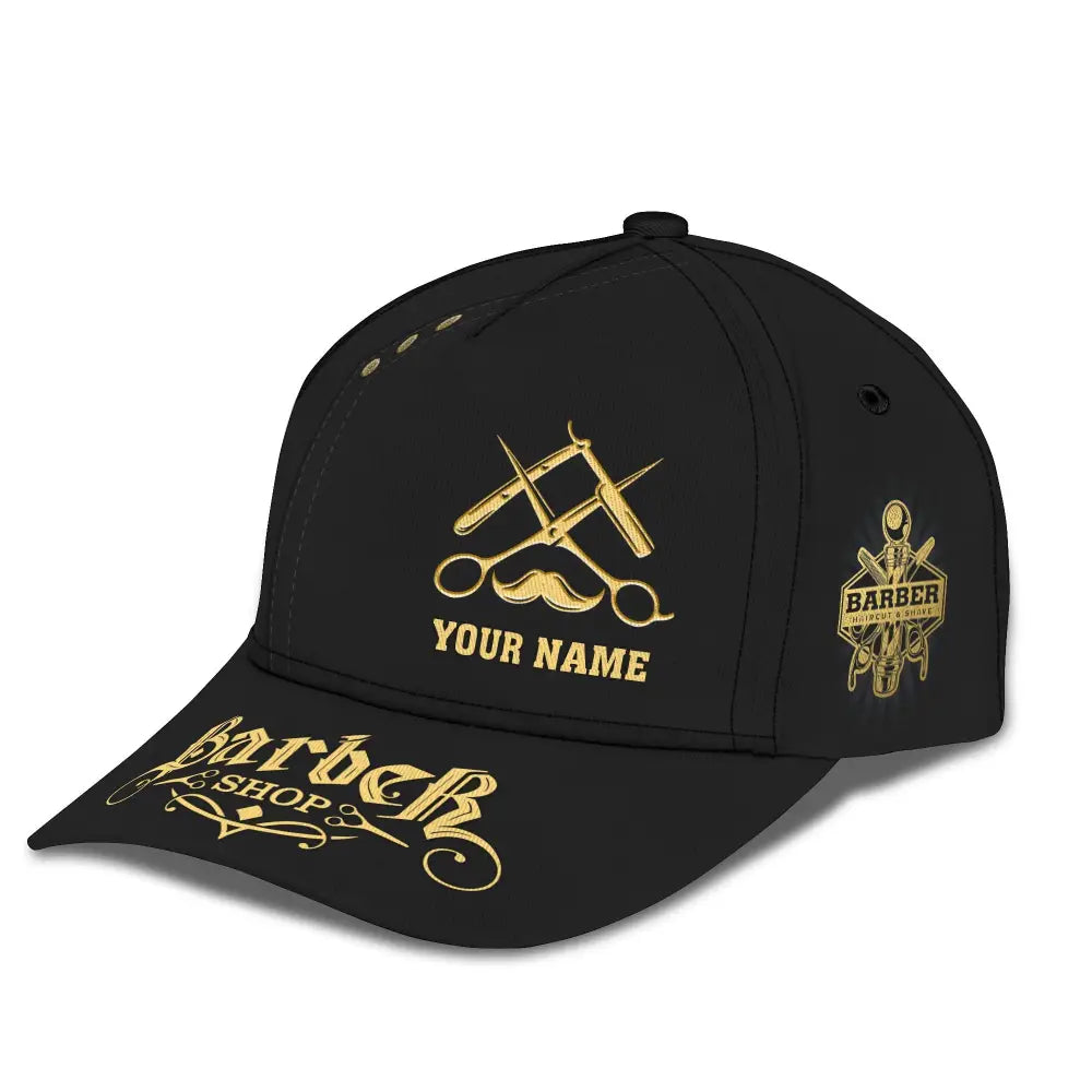 Custom Name Barber Classic Cap Personalized Hairstylist Hat Unisex T-Shirt
