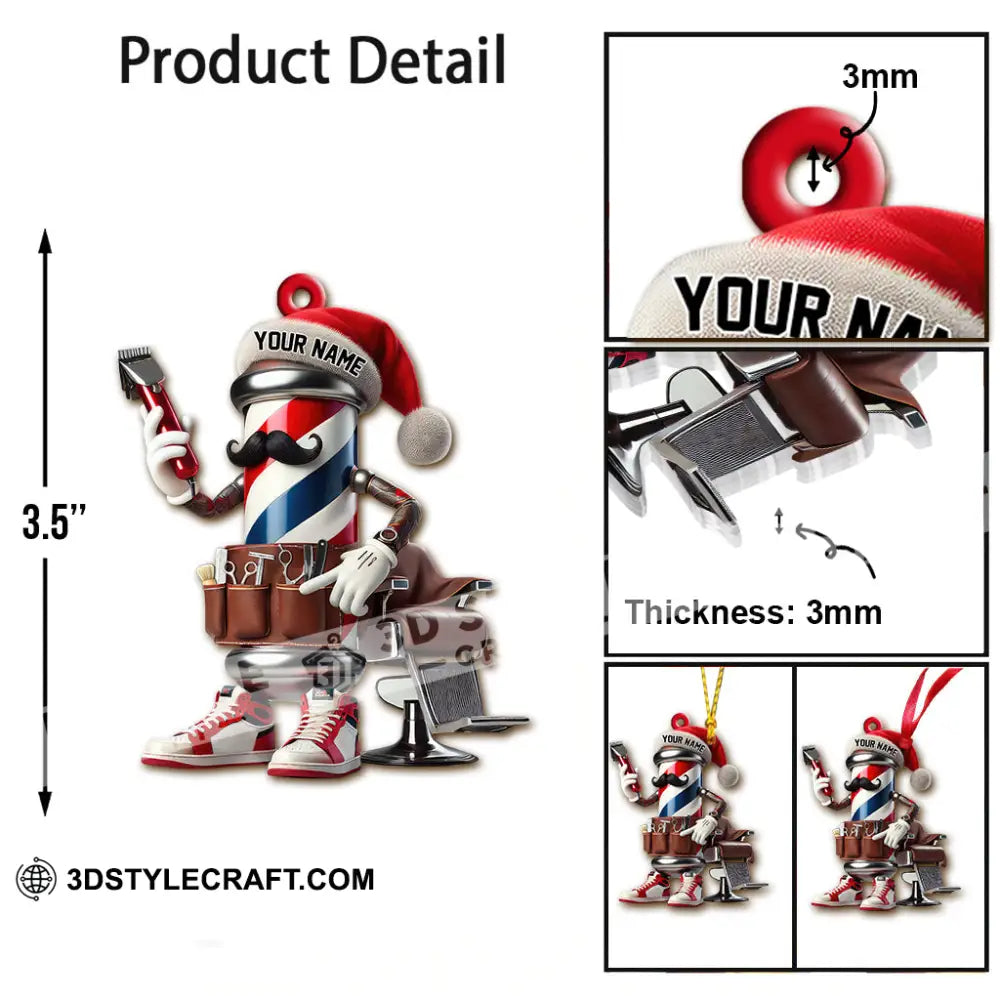 Custom Name Barber Ornament Christmas Decoration For Shop