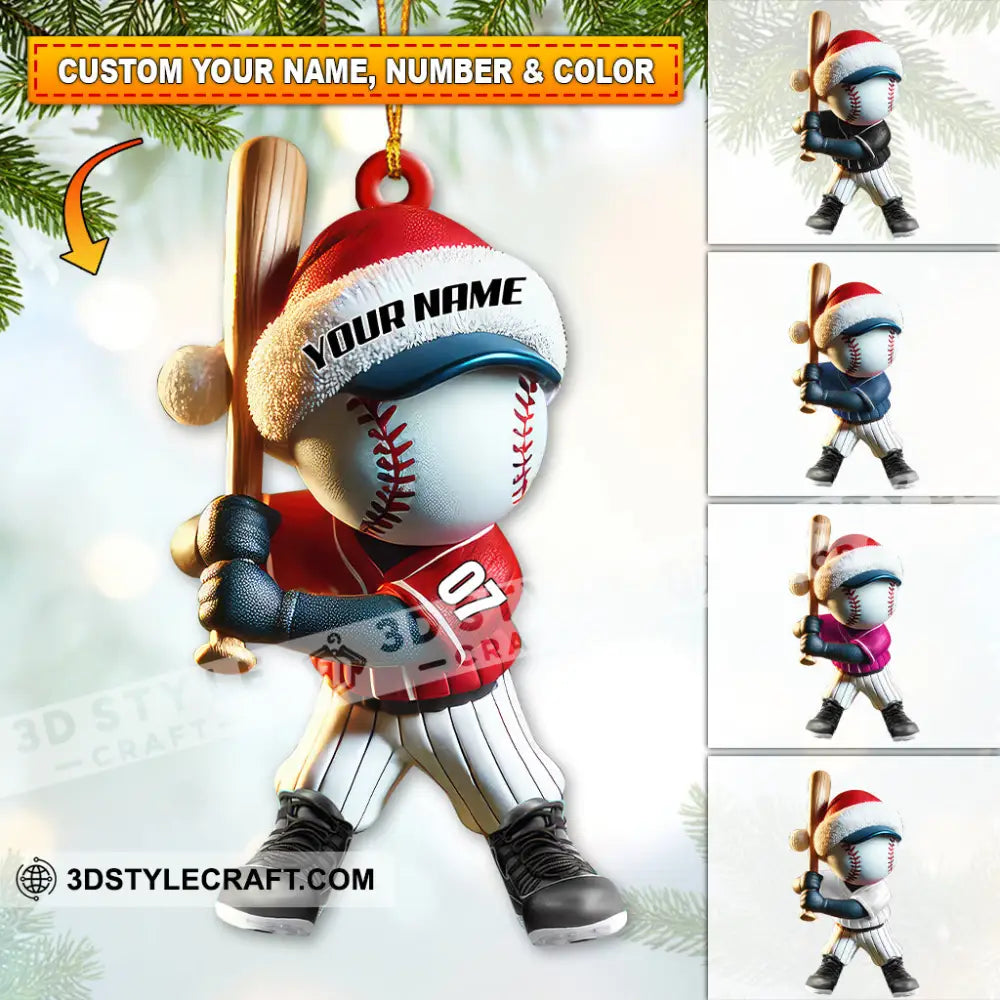 Custom Name Baseball Ornament Lover Christmas Gift