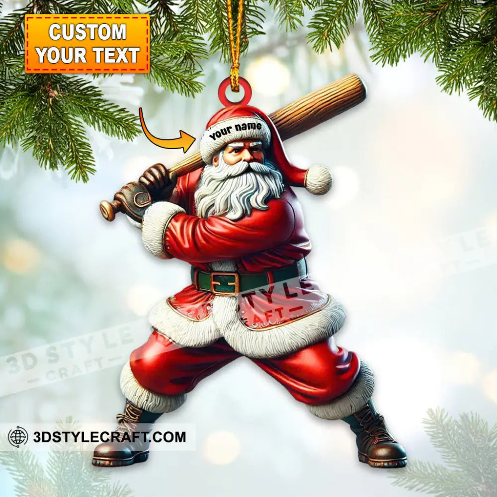 Custom Name Baseball Santa Ornament Christmas Gift