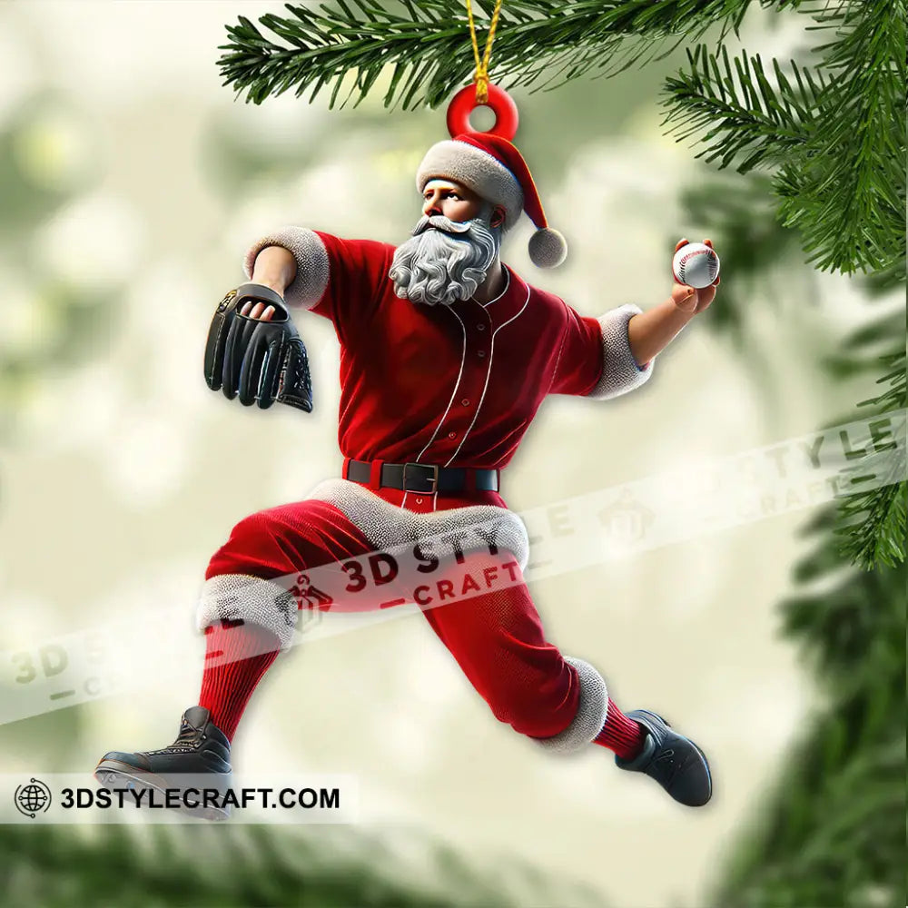 Custom Name Baseball Santa Ornament Lover Christmas Gift 3.54’’ / 1