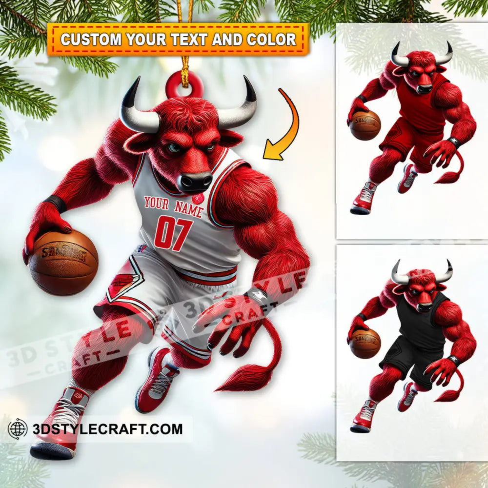 Custom Name Basketball Bulls Team Ornament Christmas Gift