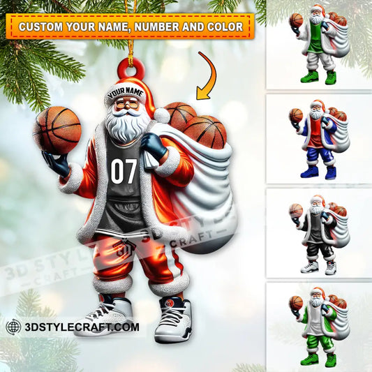 Custom Name Basketball Santa Ornament Lover Christmas Gift