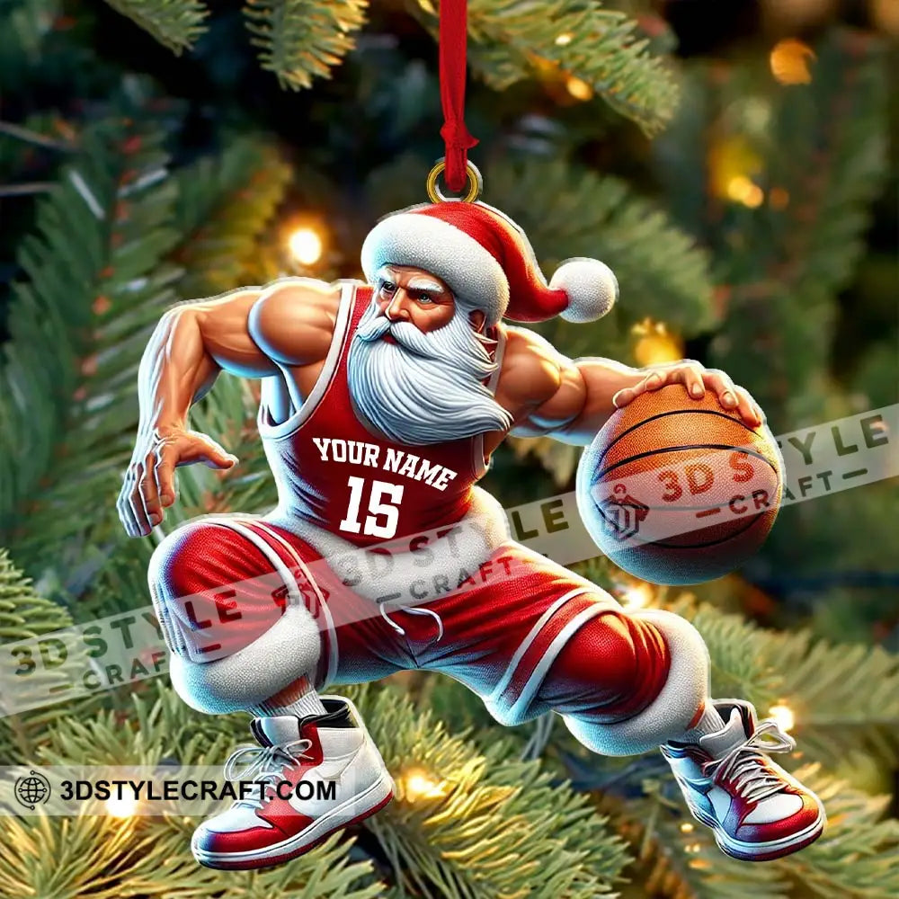 Custom Name Basketball Santa Ornament Lover Christmas Gift