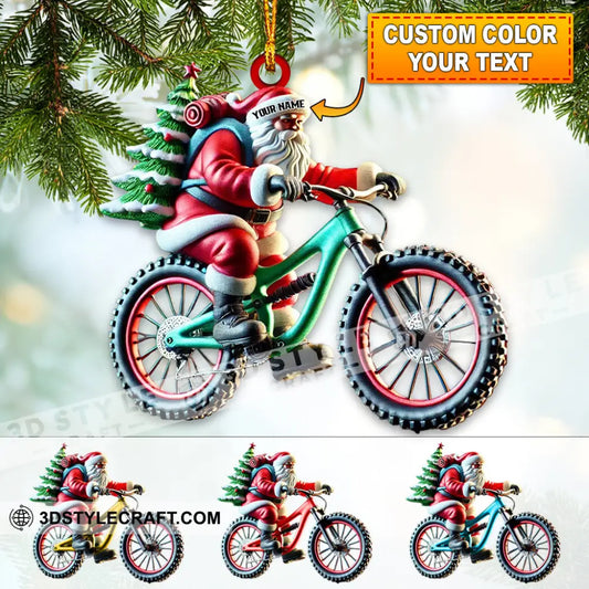 Custom Name Bicycle Santa Ornament Christmas Gift