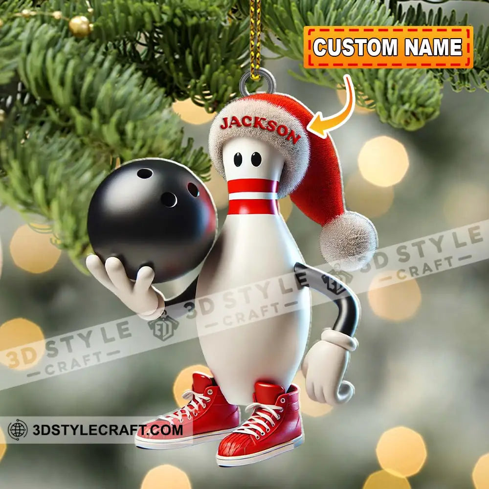 Custom Name Bowling Christmas Ornament Lover Gift