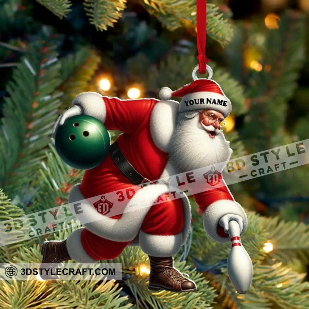 Custom Name Bowling Santa Ornament Lover Christmas Gift