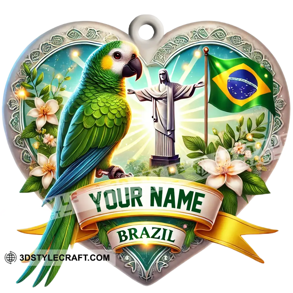 Custom Name Brazil Ornament Christmas Gift For Lover 3.54’’ / 1