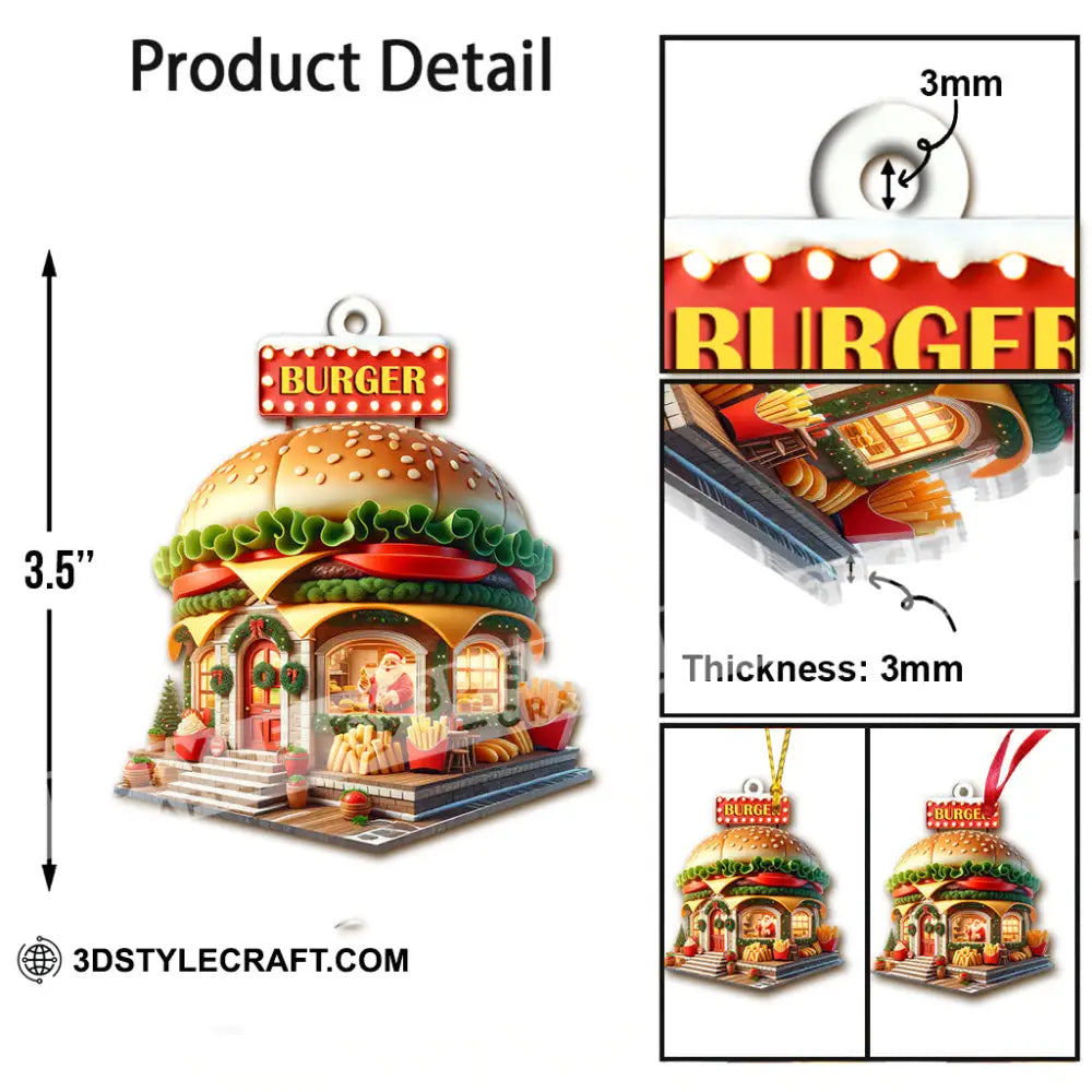 Custom Name Burger Ornament Lover Christmas Gift