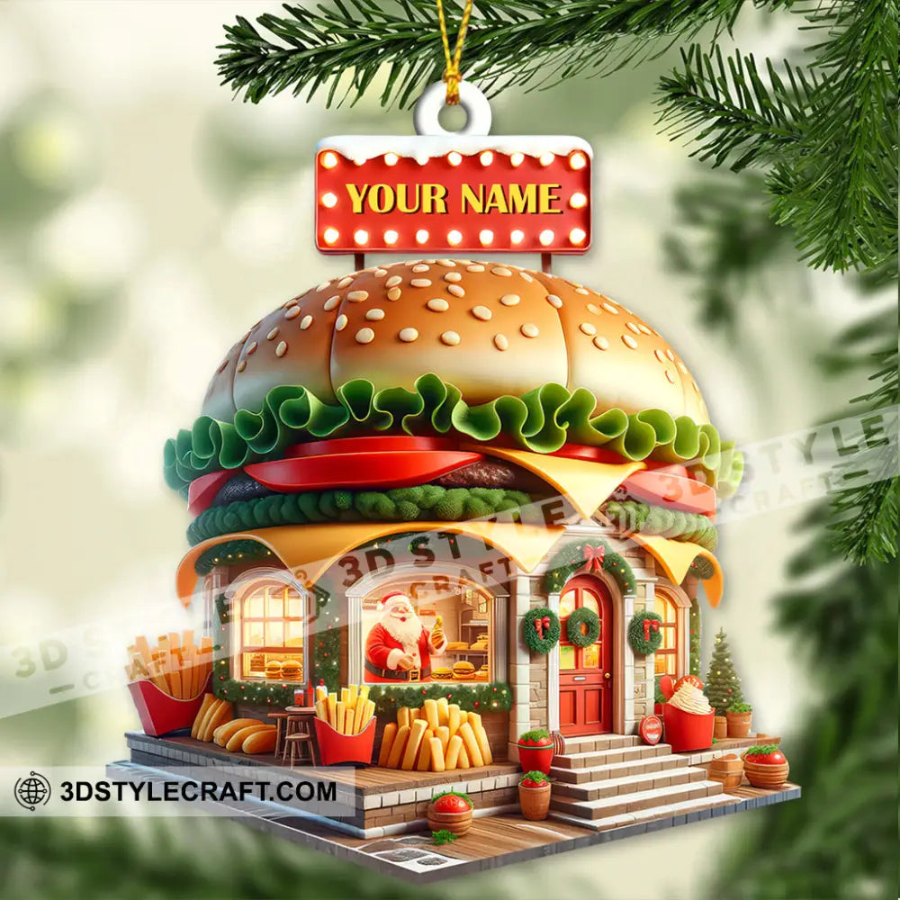 Custom Name Burger Ornament Lover Christmas Gift