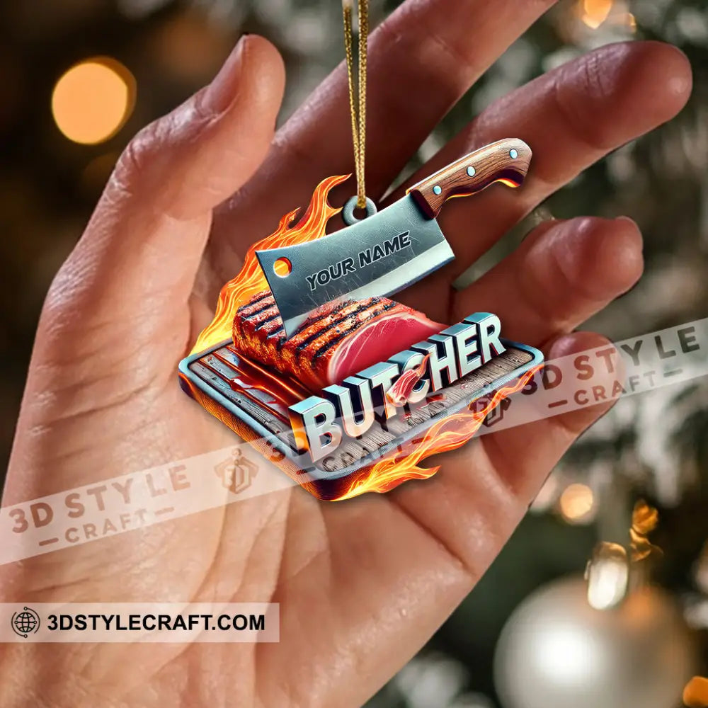 Custom Name Butcher Ornament Christmas Gift