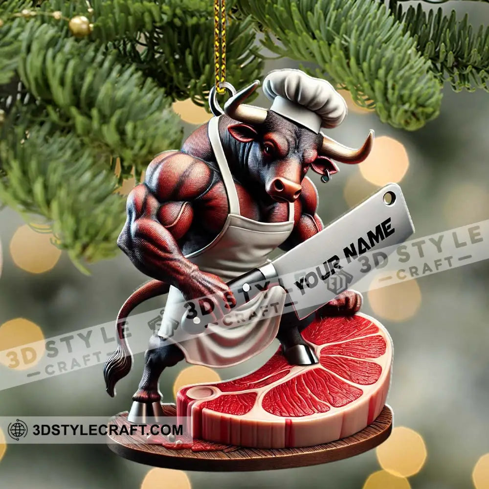 Custom Name Butcher Ornament Shop Christmas Gift Decoration