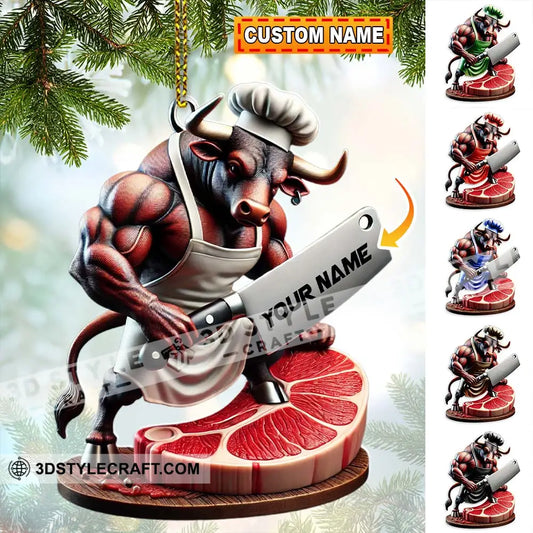 Custom Name Butcher Ornament Shop Christmas Gift Decoration