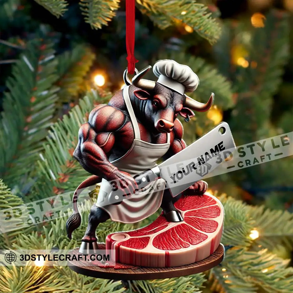 Custom Name Butcher Ornament Shop Christmas Gift Decoration