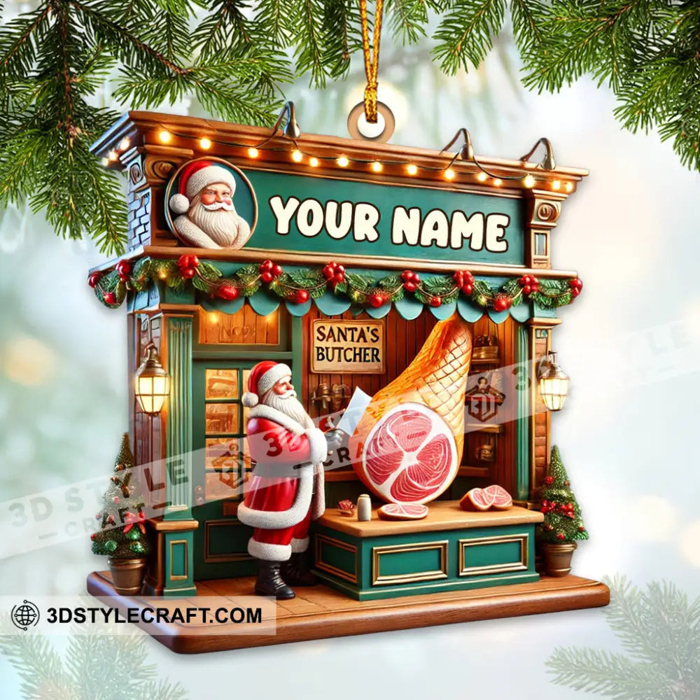 Custom Name Butcher Santa Ornament Christmas Gift 3.54’’ / 1