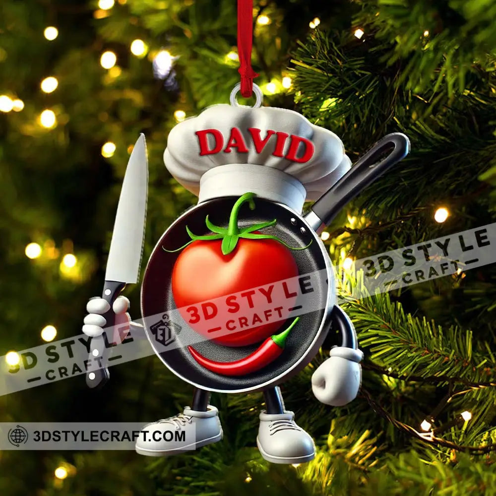 Custom Name Chef Ornament Christmas Gift