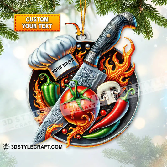 Custom Name Chef Ornament Christmas Gift For Cooking Lover