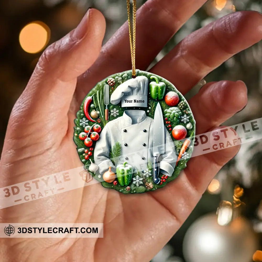 Custom Name Chef Ornament Christmas Gift For Cooking Lover 3.54’’ / 1