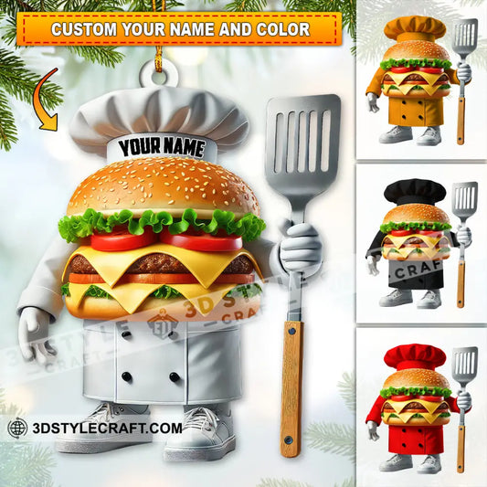 Custom Name Chef Santa Ornament Christmas Gift For Cooking Lover